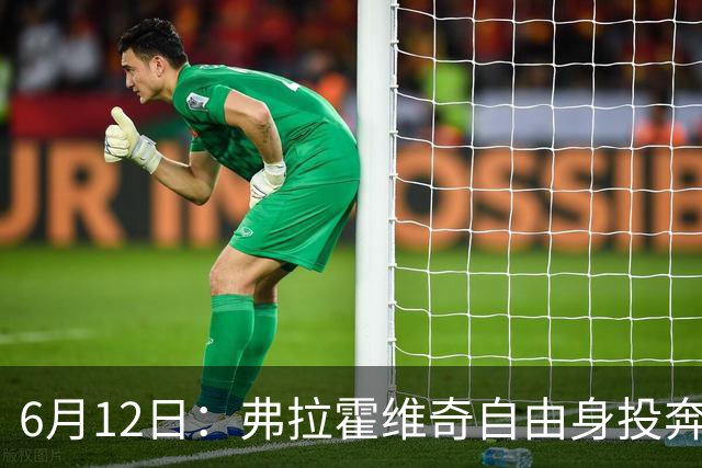 6月12日：弗拉霍维奇自由身投奔西甲无门，索要高薪遭皇马巴萨马竞拒绝